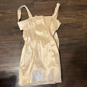 Lucy in the Sky Shimmering Beige Mini Dress